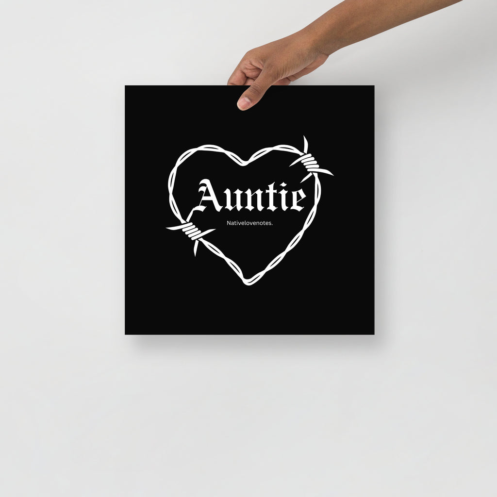 Auntie (White on black background) Poster