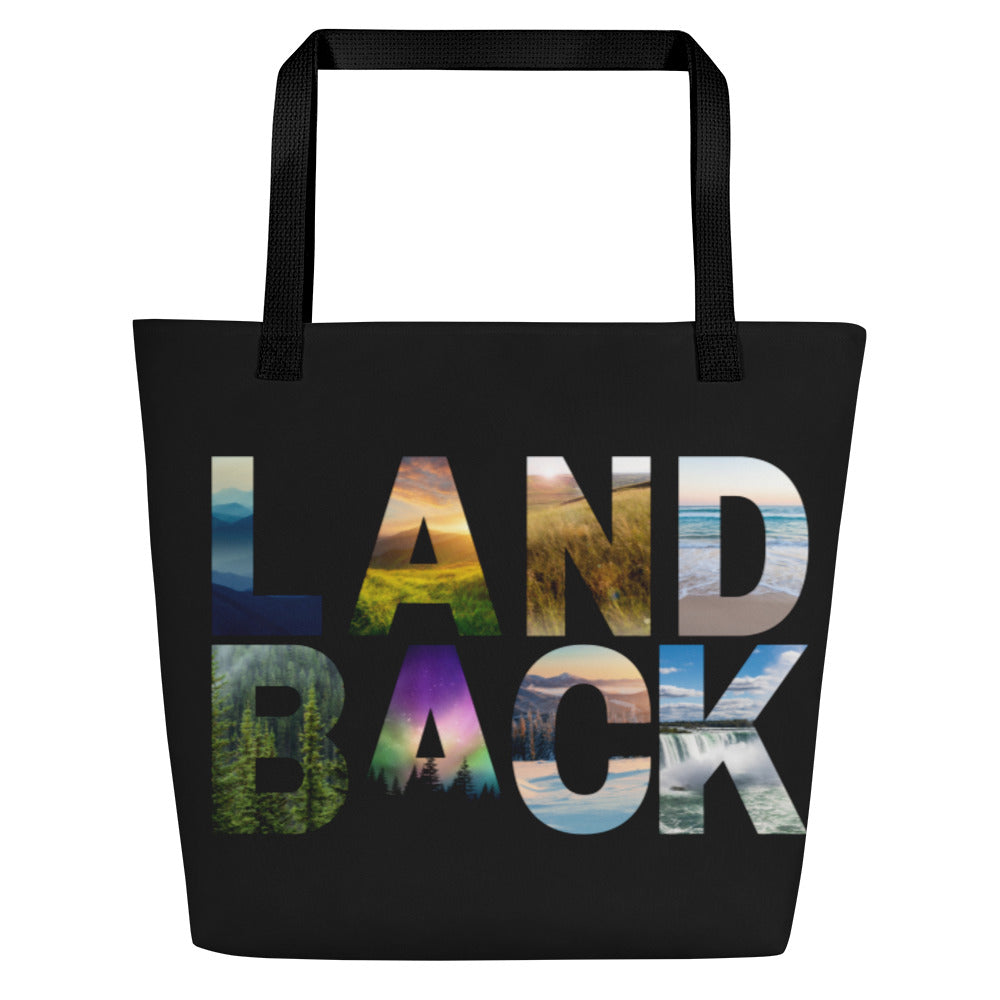LAND BACK All-Over Print Large Tote Bag