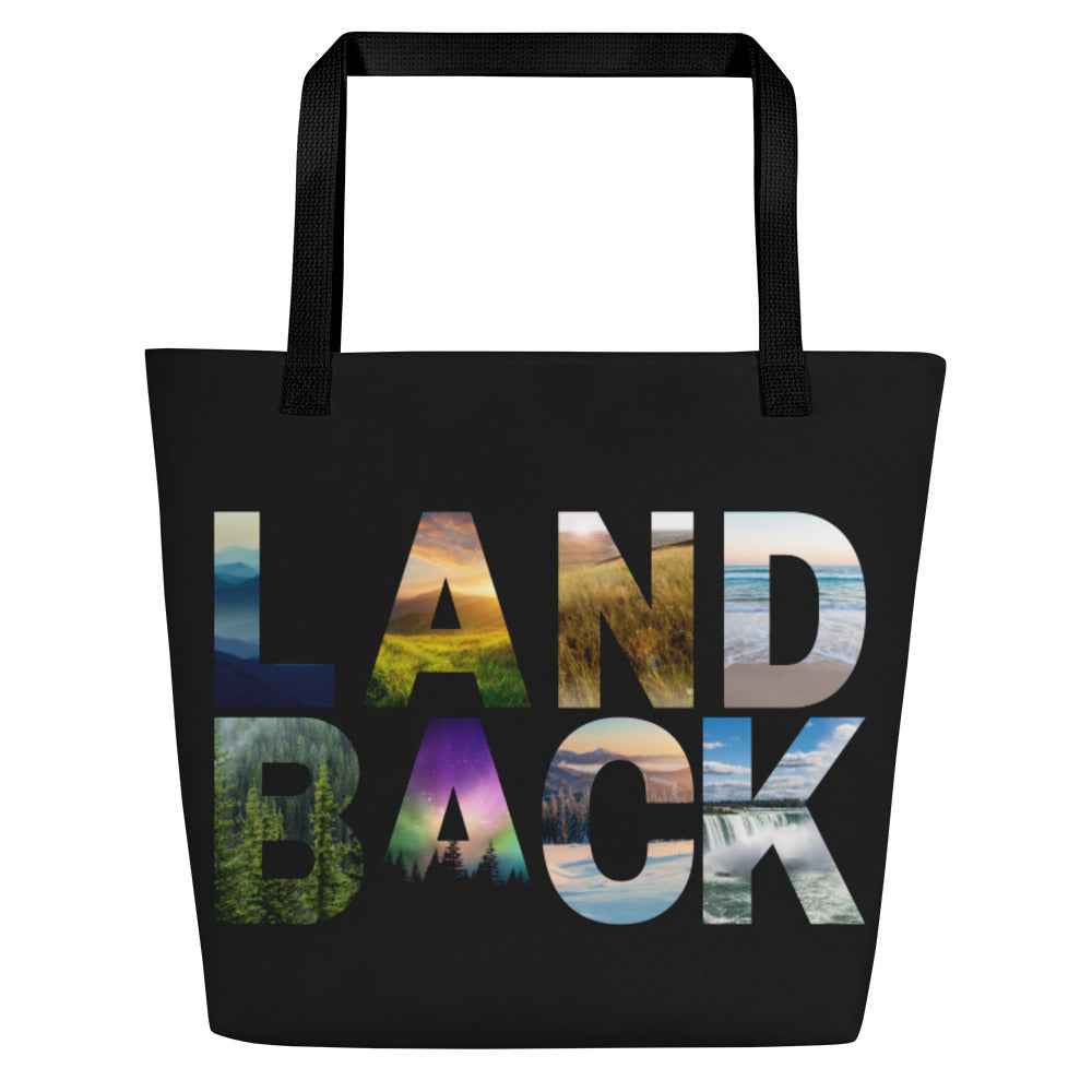 LAND BACK All-Over Print Large Tote Bag