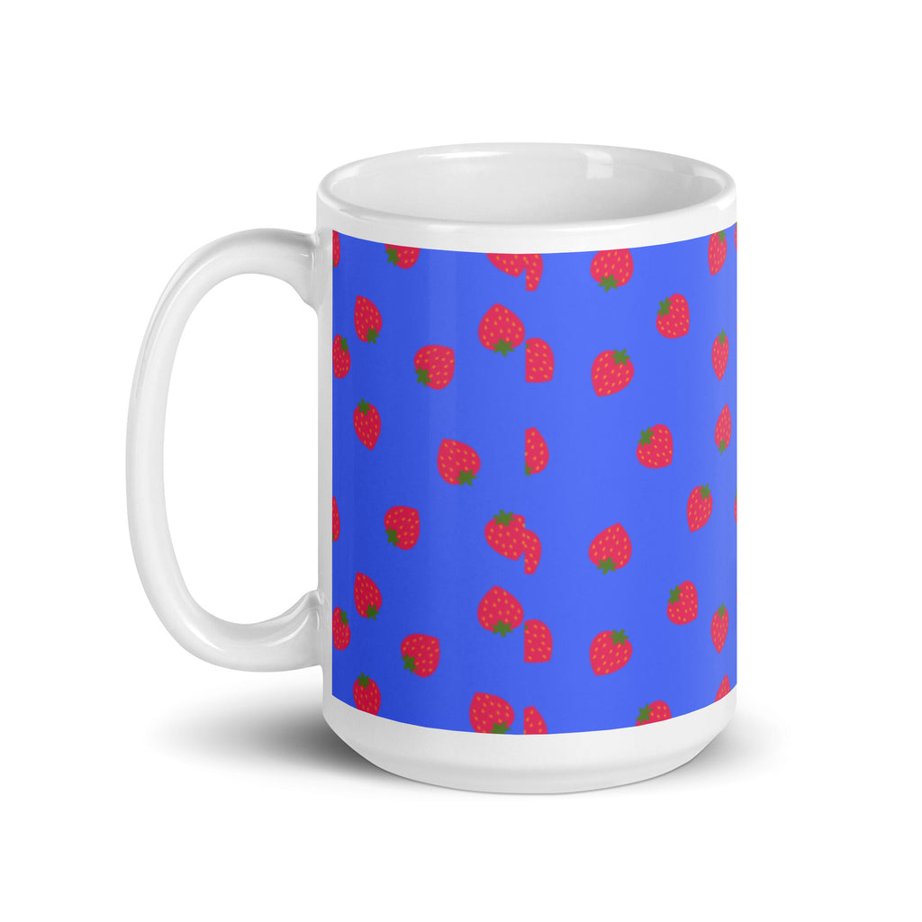 Strawberry Print White glossy mug
