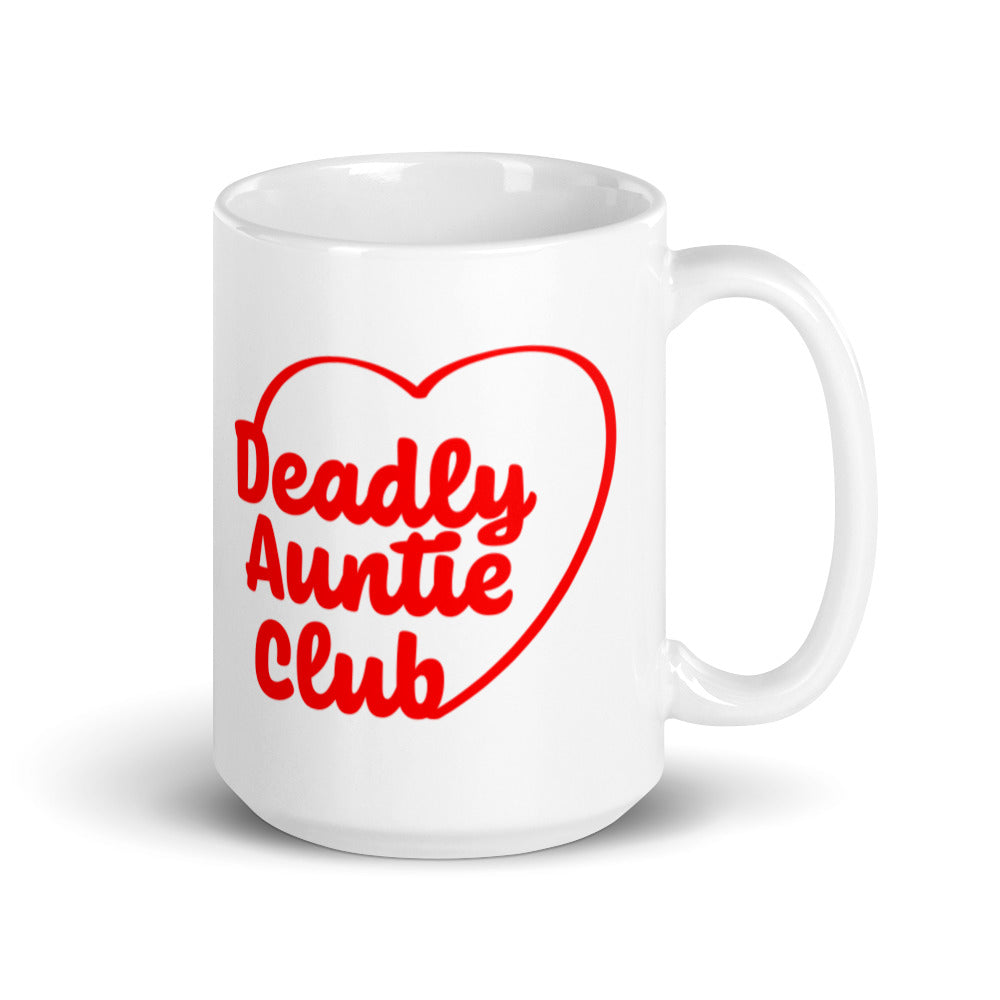 Deadly Auntie Club White glossy mug