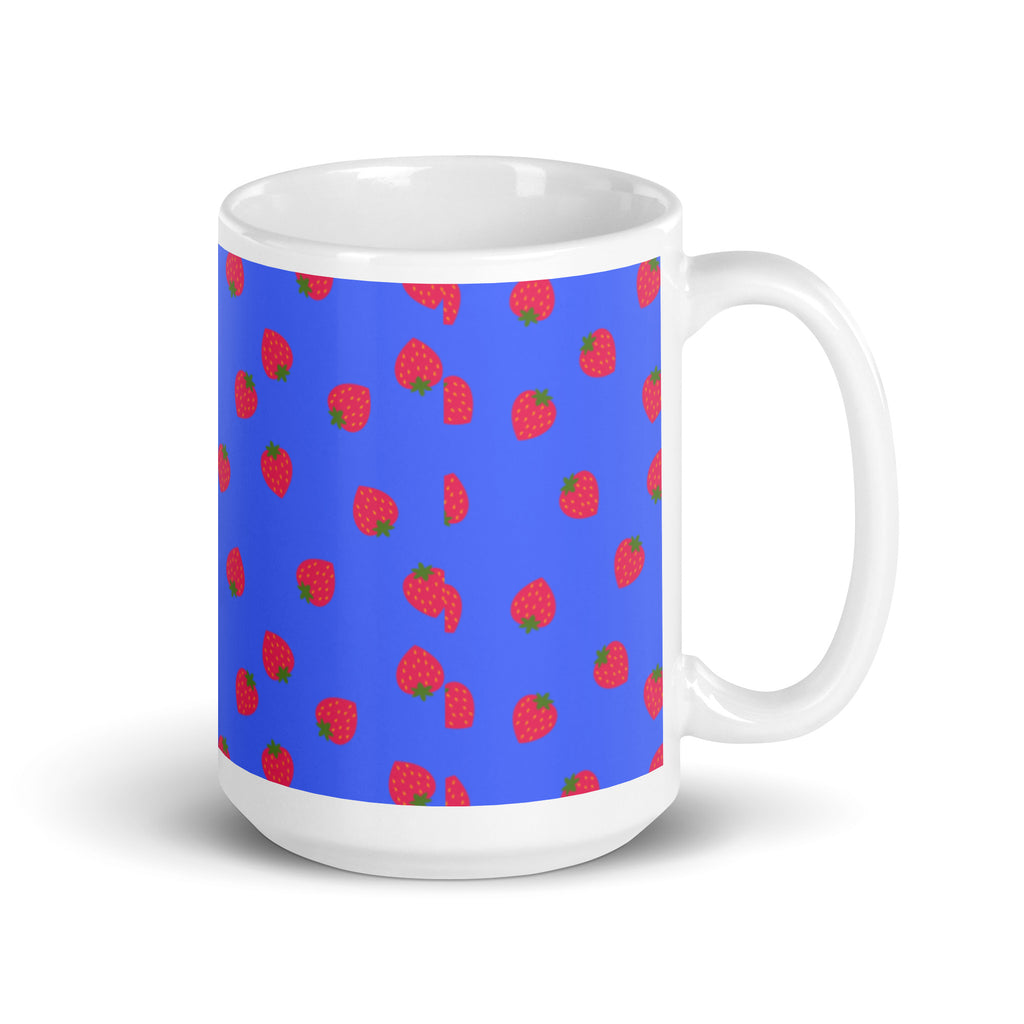 Strawberry Print White glossy mug